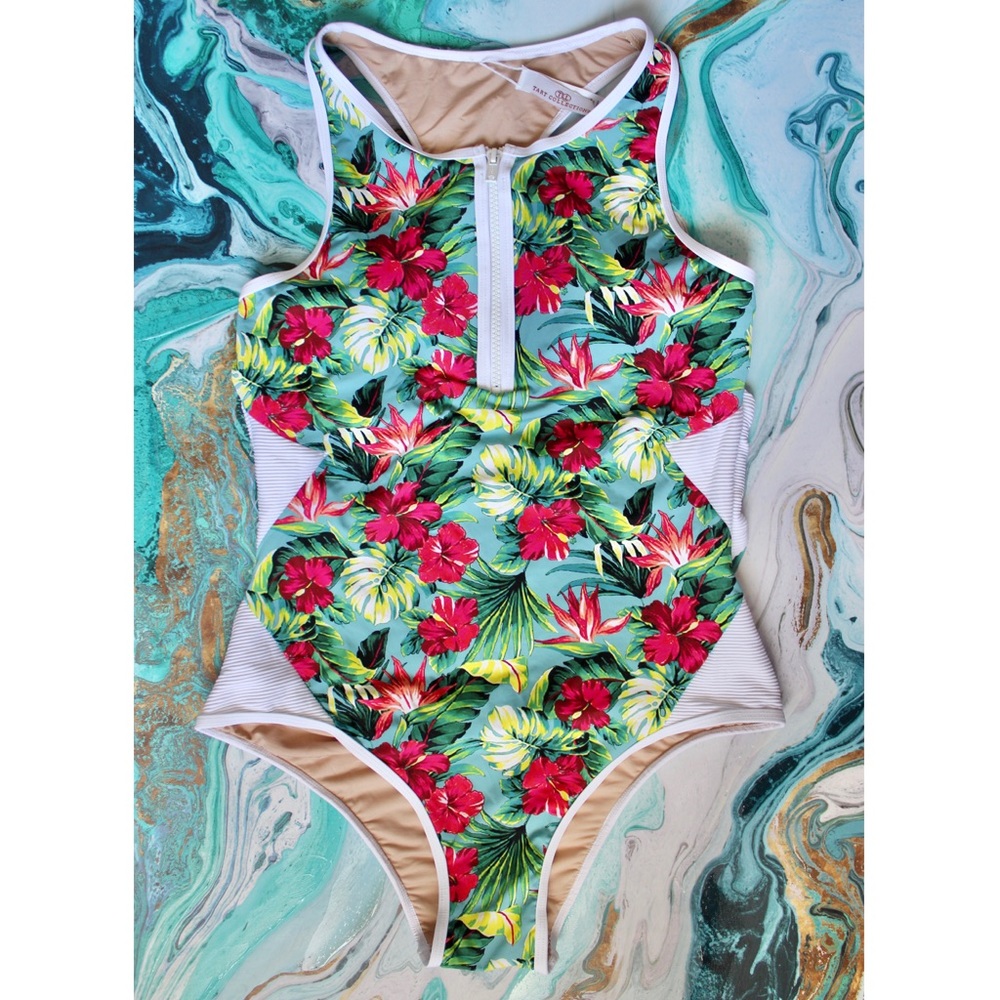 NWOT Tart Tropical and White Backless One Piece